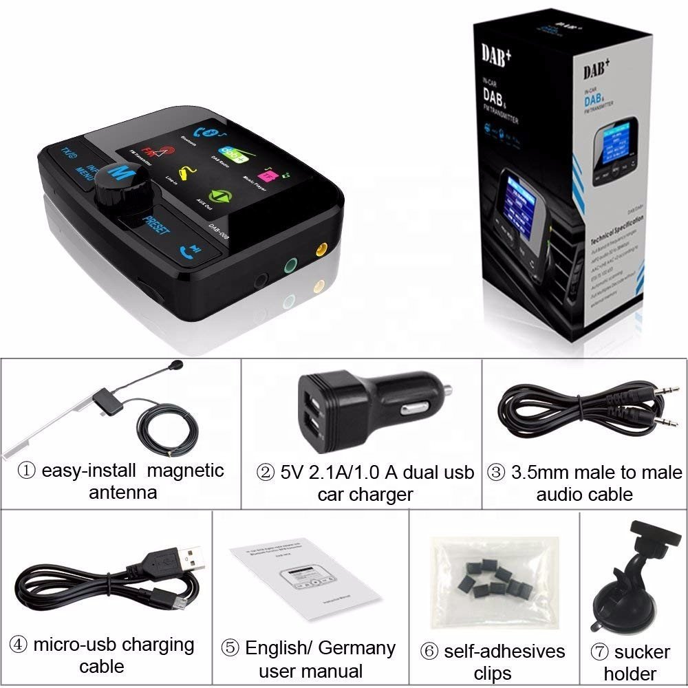 Factory BSCI CE ROSH Mini AUX Audio Adapter RDS Digital Receiver Handsfree Call Kit bluetooth Fm Transmitter Car Dab Radio