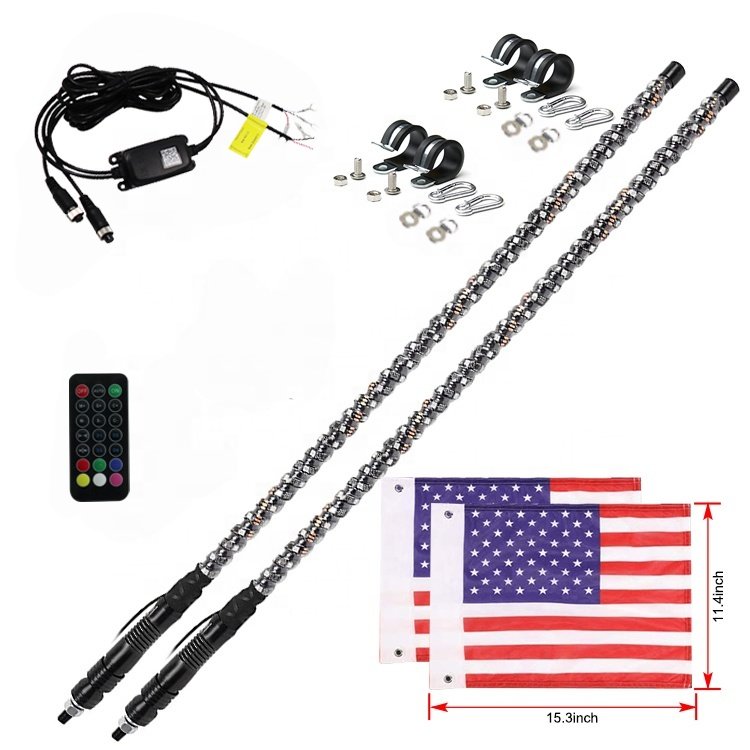 2ft-6ft Factory Price Safety Whip Chasing Color LED Whip Light Antenna Flag Light for ATV UTV Parts Buggy RZR Offroad Cars Boat