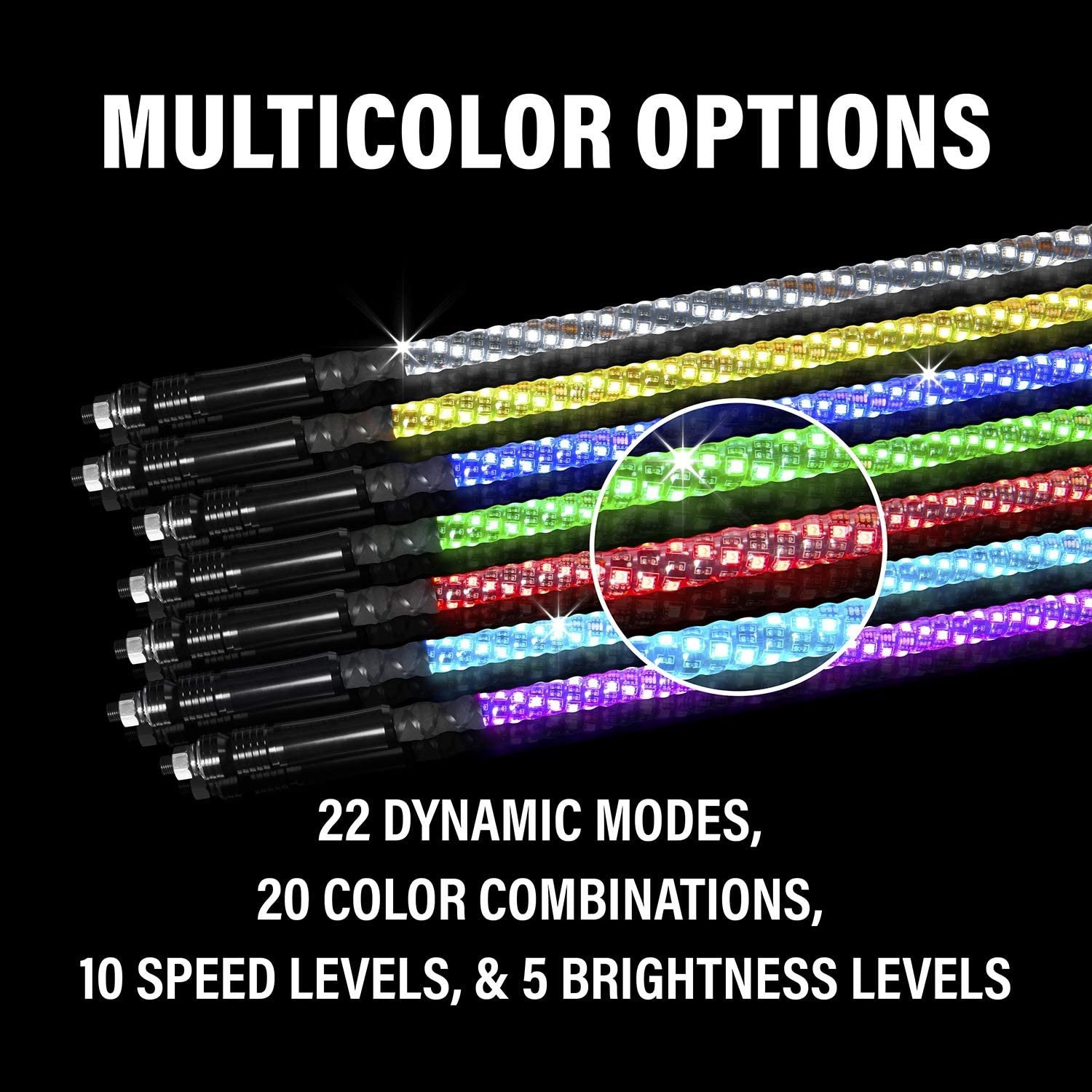 2ft-6ft Factory Price Safety Whip Chasing Color LED Whip Light Antenna Flag Light for ATV UTV Parts Buggy RZR Offroad Cars Boat