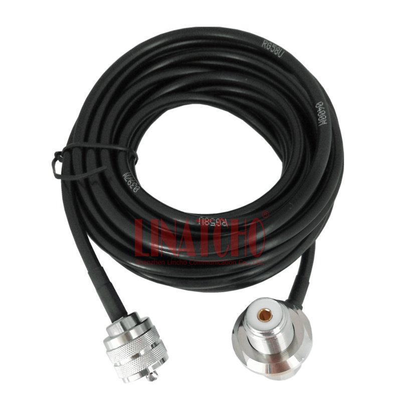 UHF PL259 Male to UHF SO239 Female Right Angle Bulkhead Mount RG58U Car Radio Antenna Cable