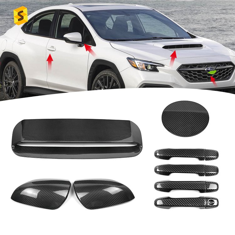 Shasha Carbon Wholesale Exterior Accessories for Subaru WRX CVT 2023 Real Carbon Car Kits Rearview Mirror Radio Antenna Cover