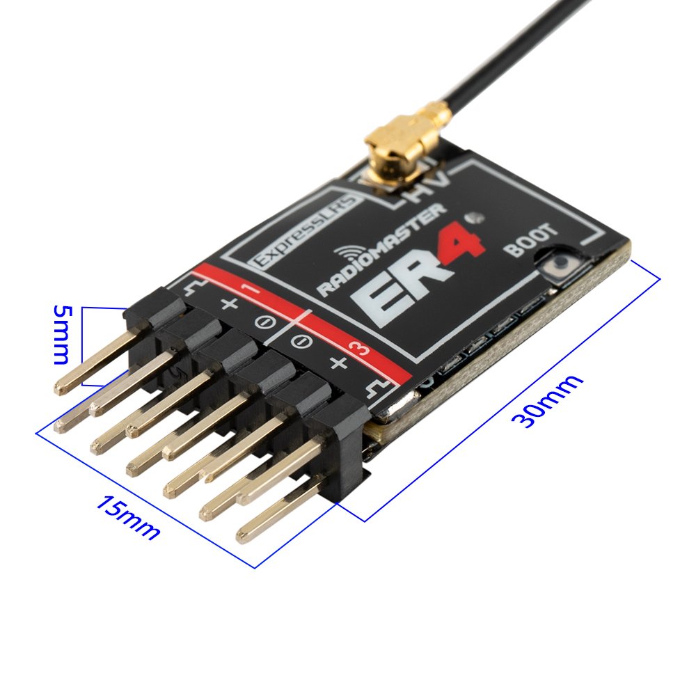 RadioMaster ER4 2.4GHz ELRS 4CH PWM Receiver for RC Small Aircraft RC Ship RC Car