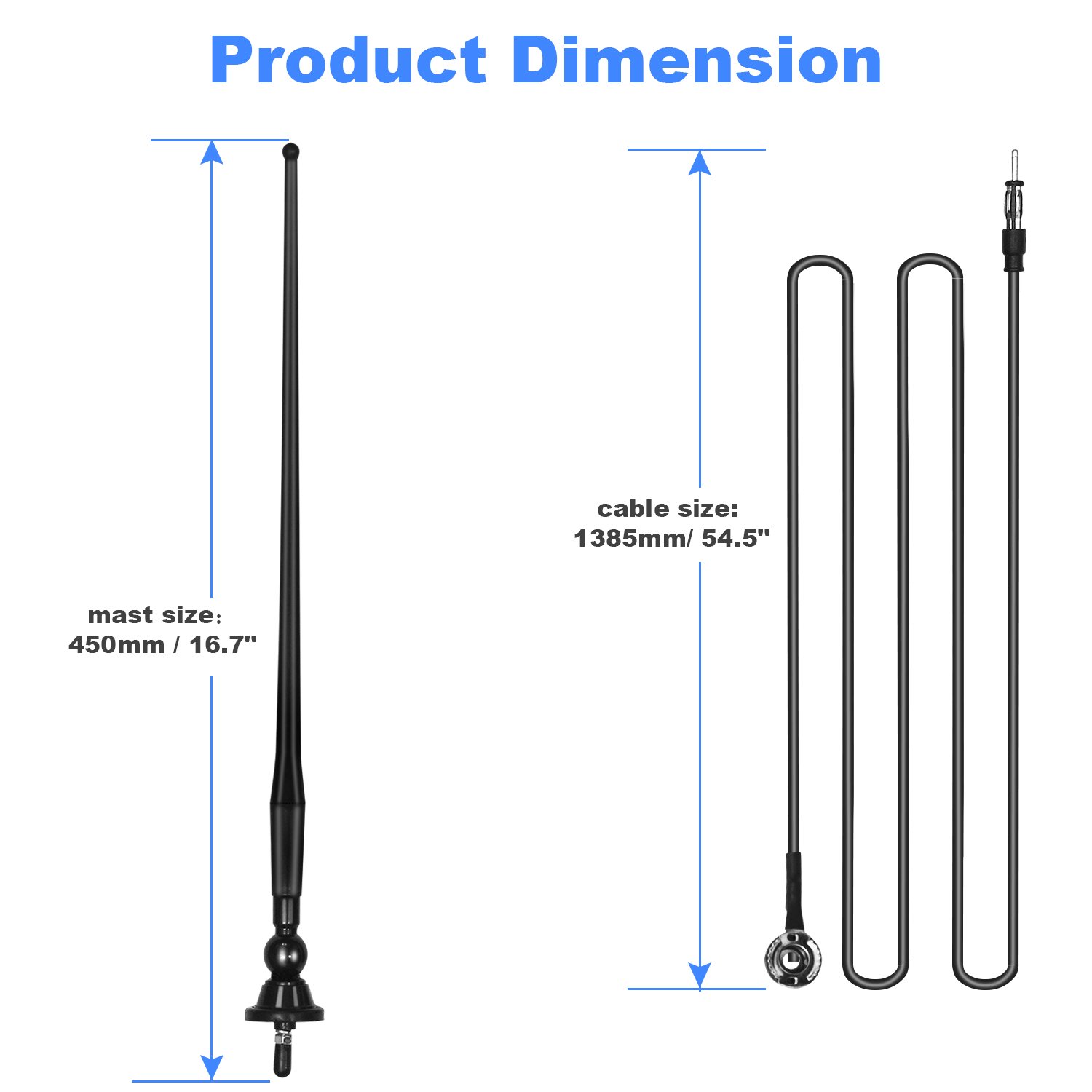 Marine Radio Car Black Rubber Antenna Antenna Waterproof Flexible Marine FM AM Modulators for Car Yacht Tractor ATV UTV RV