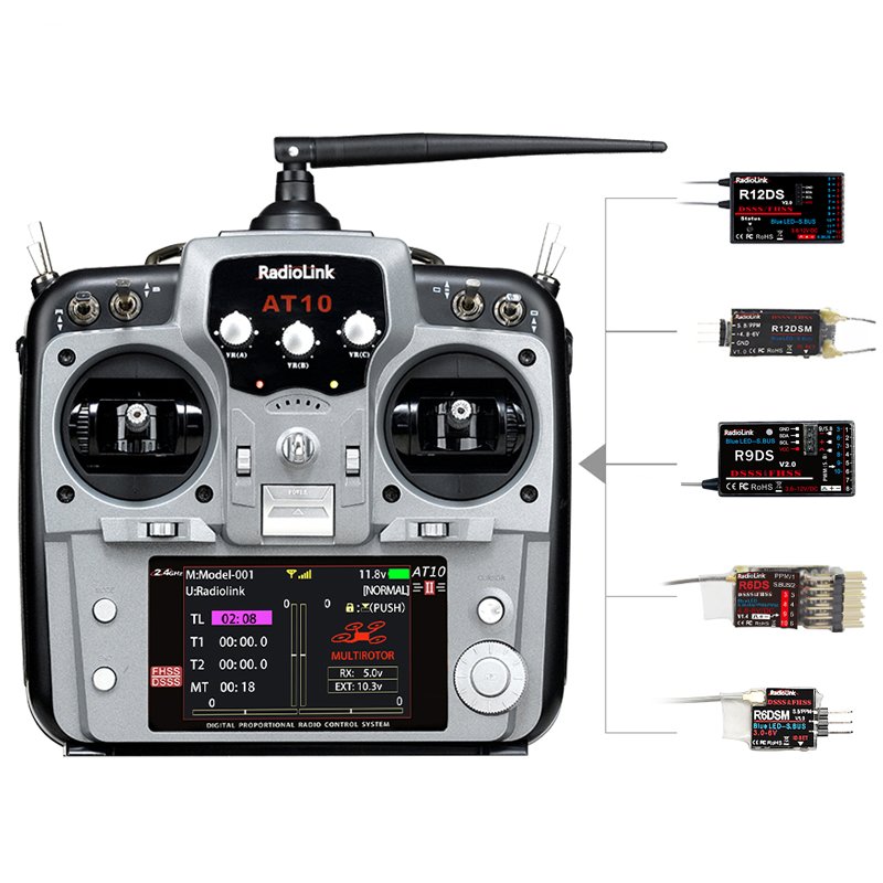 Factory RadioLink USB Upgrade 12 Channels 4000M Range RC Transmitter for Car Boat Alarm AT10II Radio PWM/SBUS/PPM Signal Output