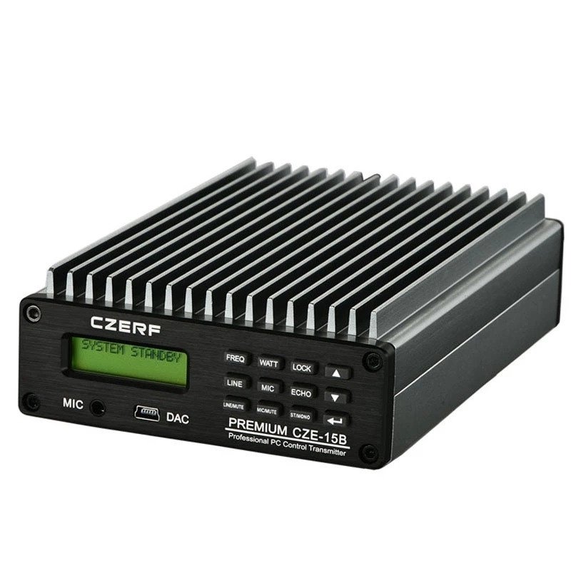 CZE-15B 15W Radio Wireless Broadcast Audio FM Transmitter + Antenna a KIT Cover 6km for Church, Car and Conference