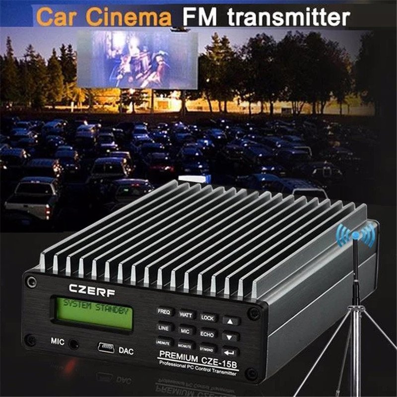 CZE-15B 15W Radio Wireless Broadcast Audio FM Transmitter + Antenna a KIT Cover 6km for Church, Car and Conference