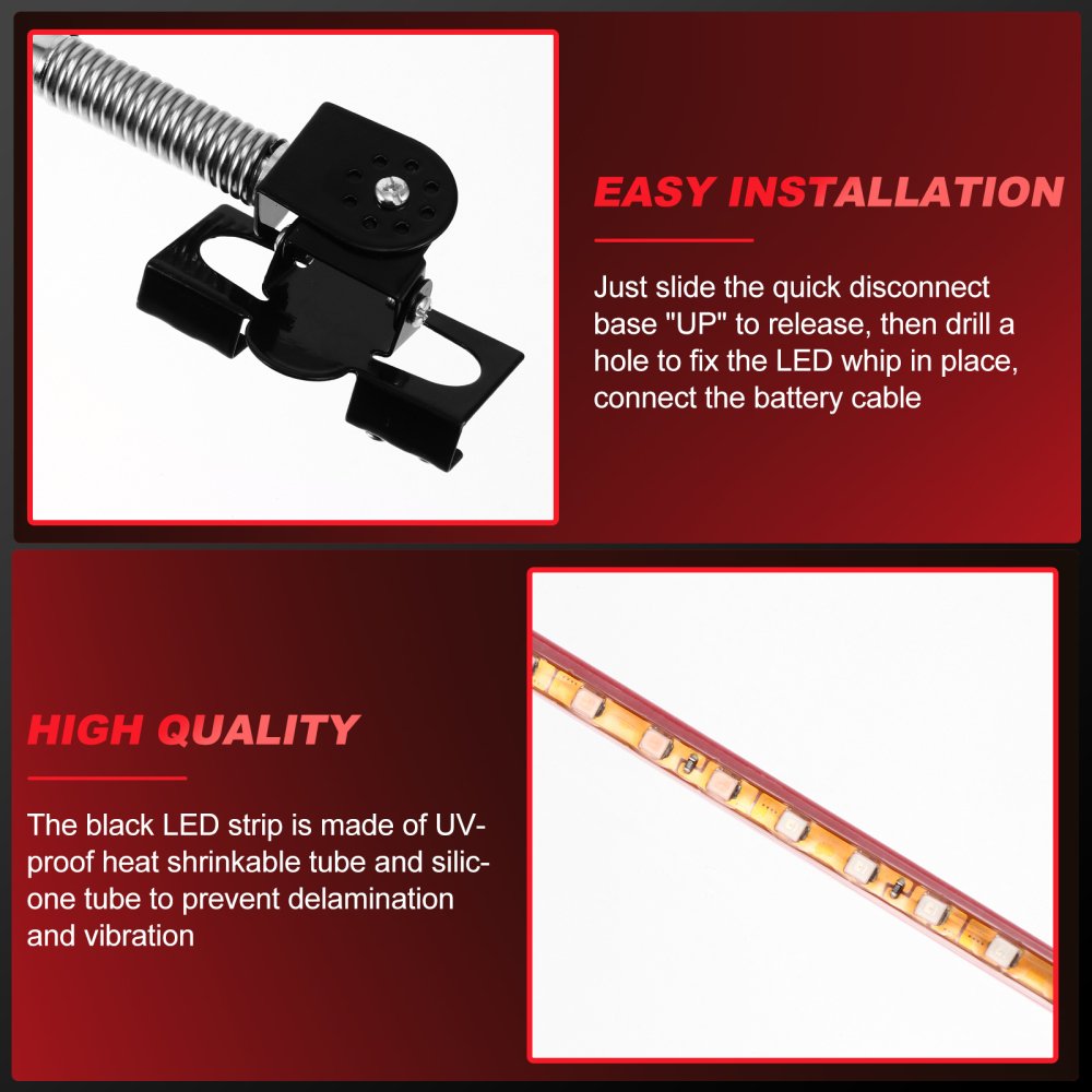 55cm 105cm 12/24V LED Whip Lights for Car Truck Racing Banner RGB Antenna Lamp Warning Lights