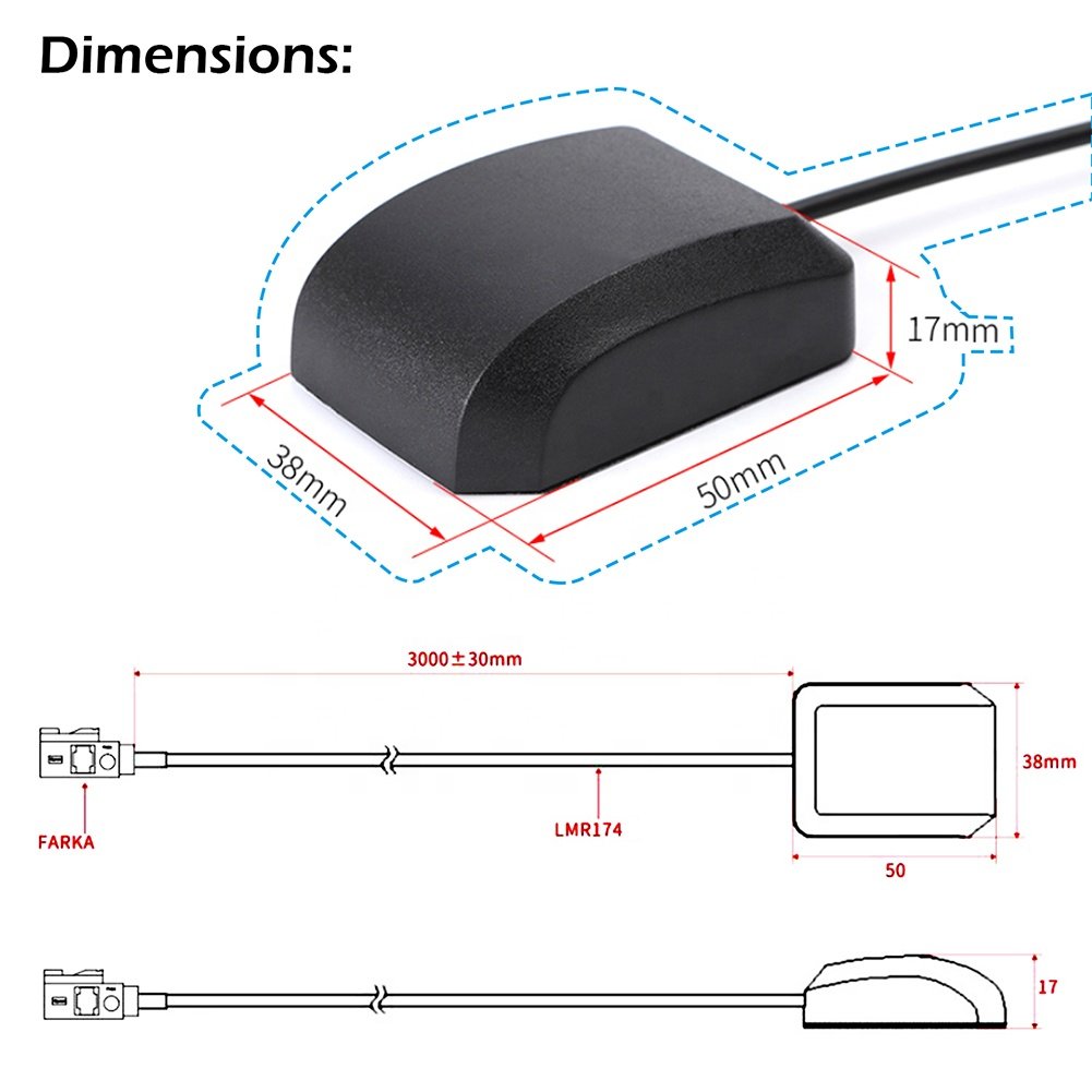 DIYmall Waterproof Active GPS Antenna Vehicle GPS Navigation with Fakra C Blue Connector for Car GPS Navigation Receiver System