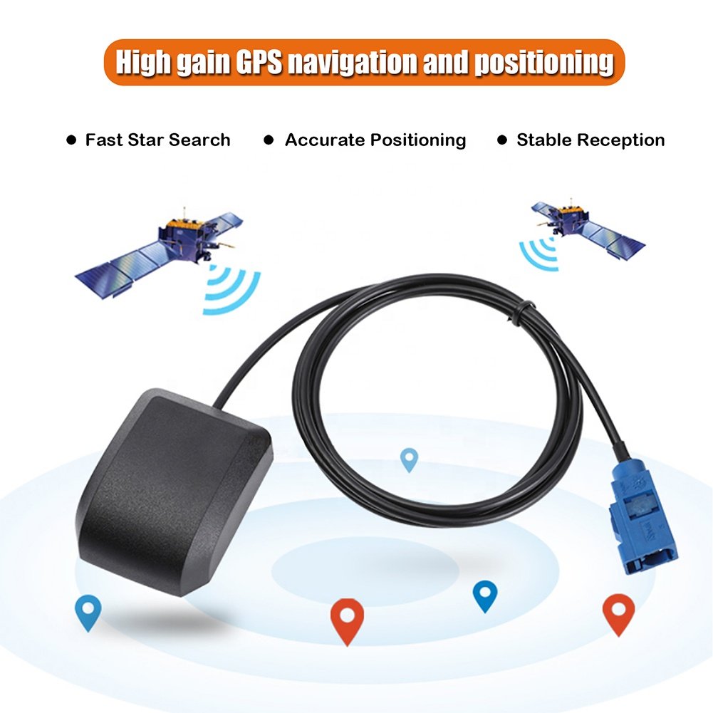 DIYmall Waterproof Active GPS Antenna Vehicle GPS Navigation with Fakra C Blue Connector for Car GPS Navigation Receiver System