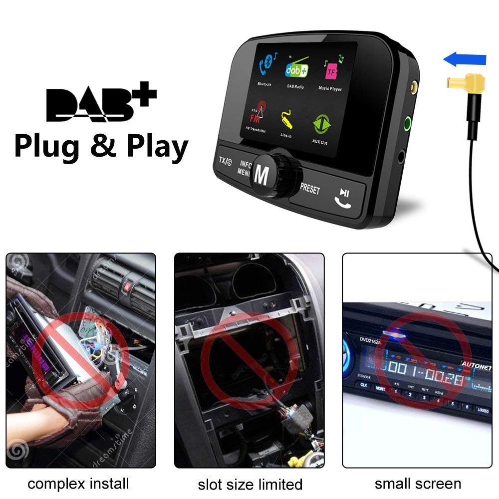 In Car Digital Radio DAB/DAB+ / DAB FM Transmitter Combined With Magnet Antenna Easy to Install