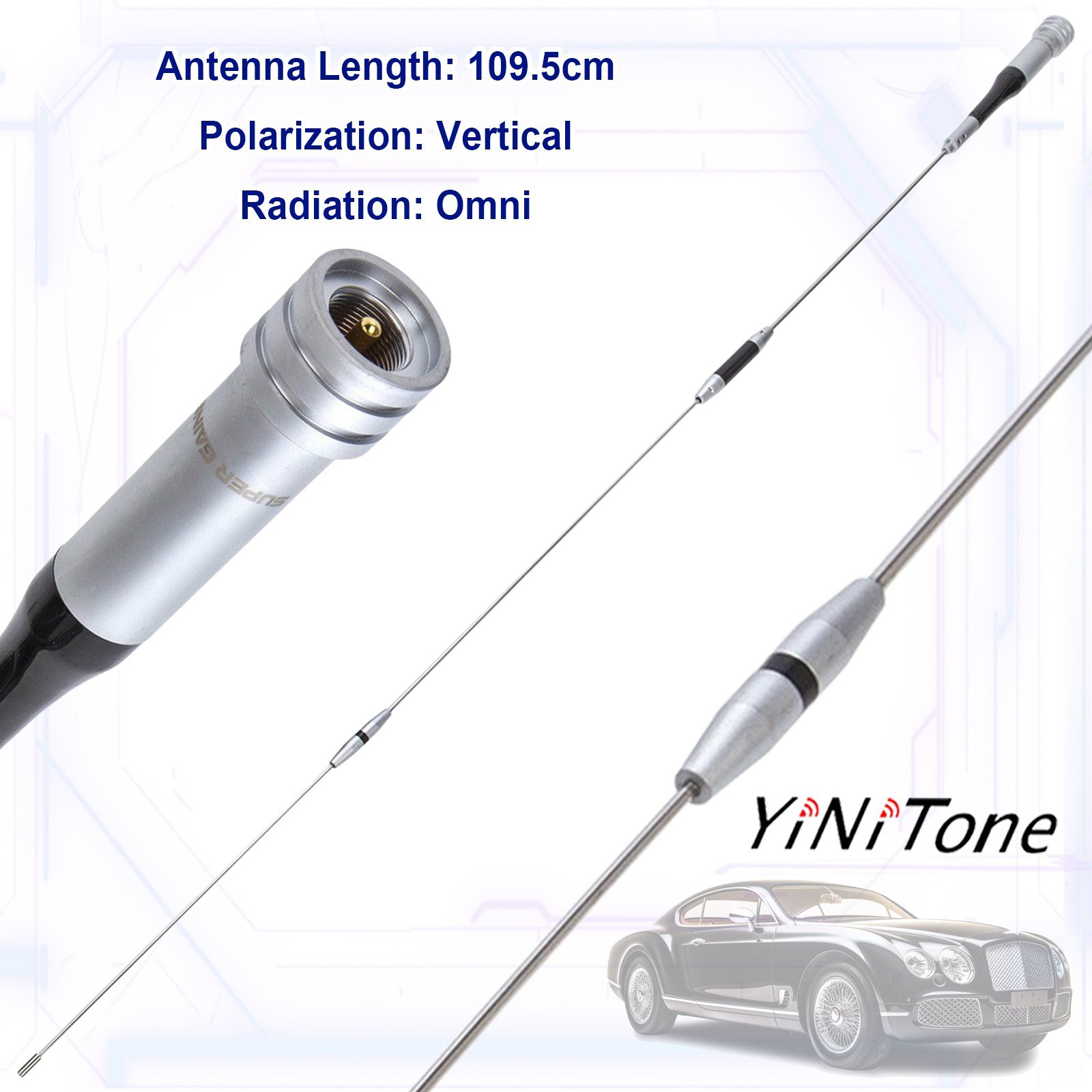 SG-7500 Stainless Steel Dual Band Antenna for Amateur Car Mobile Radio 144/430MHz UHF/VHF 150W High Gain 3.5/6.0dBi Antenna