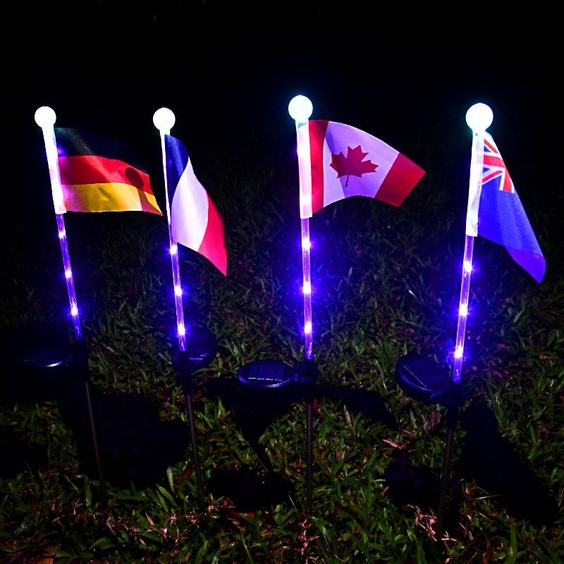 Flag Ground Lights Solar LED Park Lighting Outdoor Rain Decoration Landscape Atmosphere Lawn Lights
