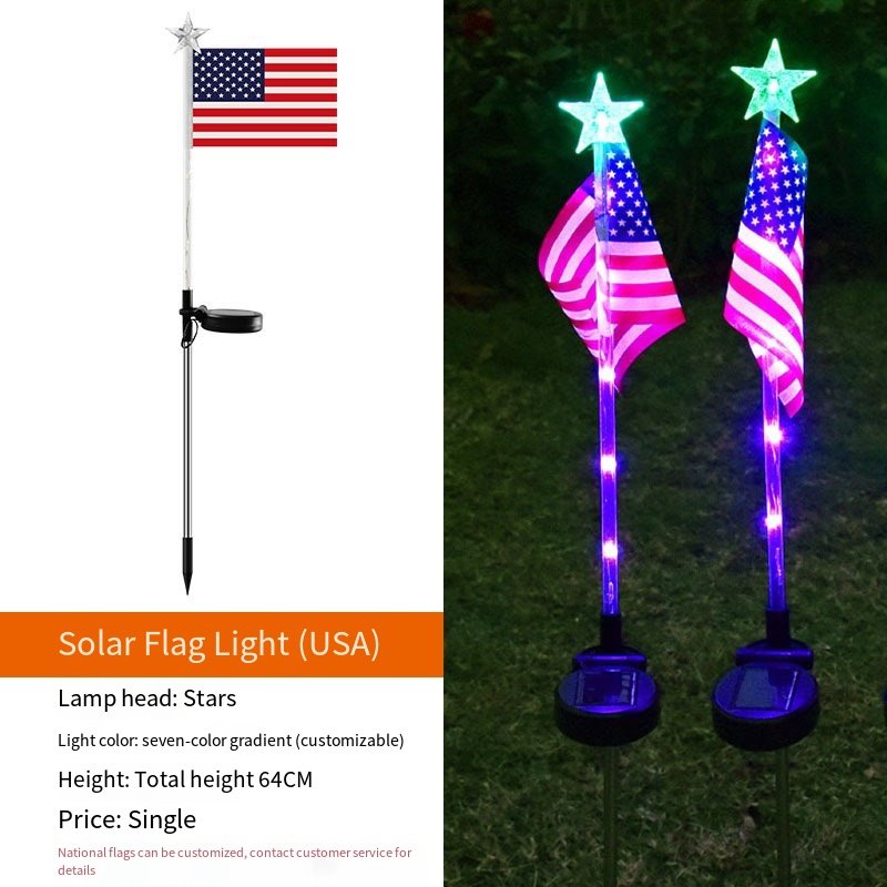 Flag Ground Lights Solar LED Park Lighting Outdoor Rain Decoration Landscape Atmosphere Lawn Lights