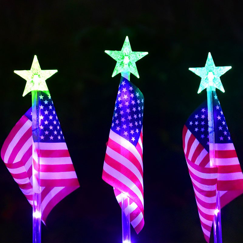 Flag Ground Lights Solar LED Park Lighting Outdoor Rain Decoration Landscape Atmosphere Lawn Lights
