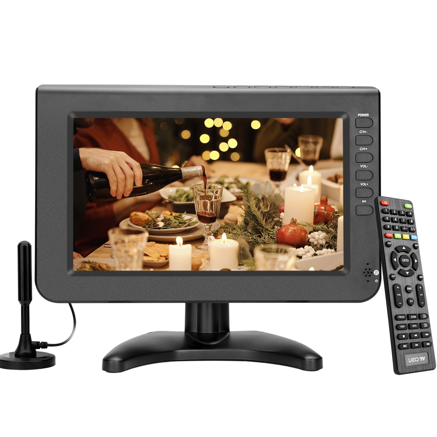 10.1 Inch LED KCR Mini TV Rechargeable Battery Support Digital ATSC DVB-T2 ISDB-T Portable TV