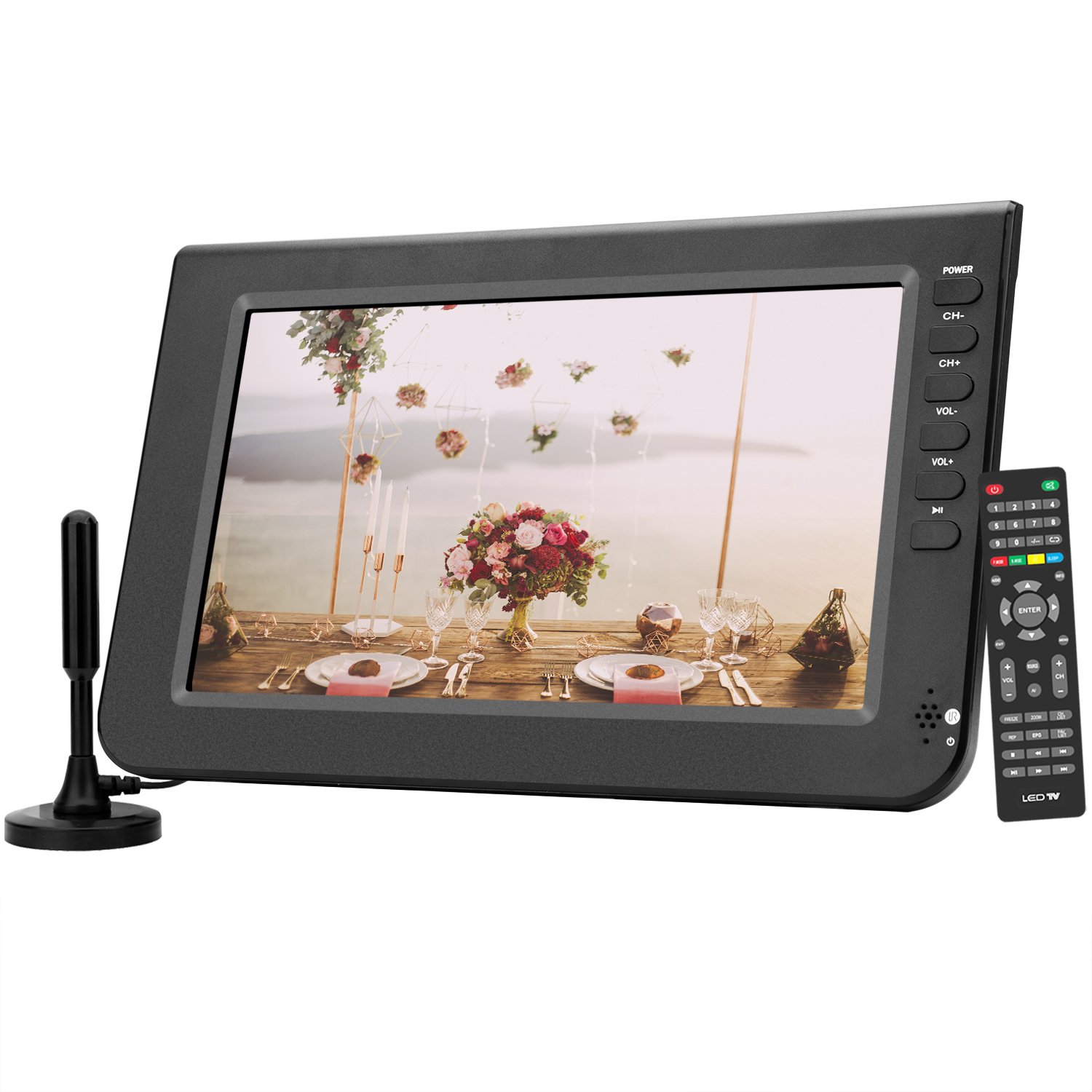 10.1 Inch LED KCR Mini TV Rechargeable Battery Support Digital ATSC DVB-T2 ISDB-T Portable TV