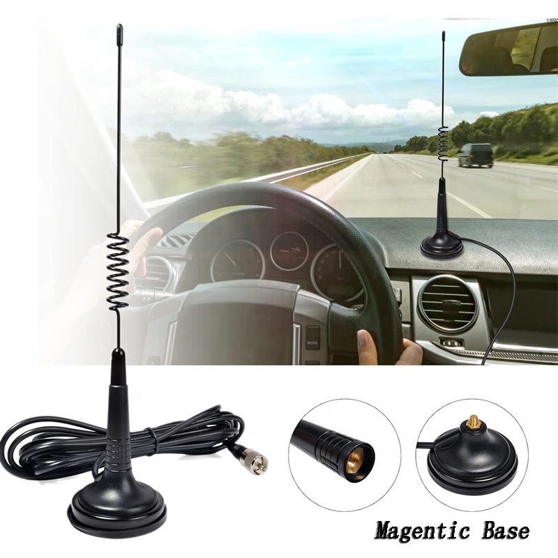 VHF UHF 136-174MHz 400-520MHz Magnetic Base Antenna Ham Radio Vehicle Car Mobile Radio Antenna Long Range Car Radio Antenna