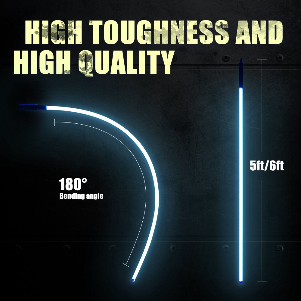 Frost Tube Static Color Whip Light 3 Feet RGB Custom Color Lighting up off Road Whip Flag Glowing Whip Antenna for Buggy Polaris