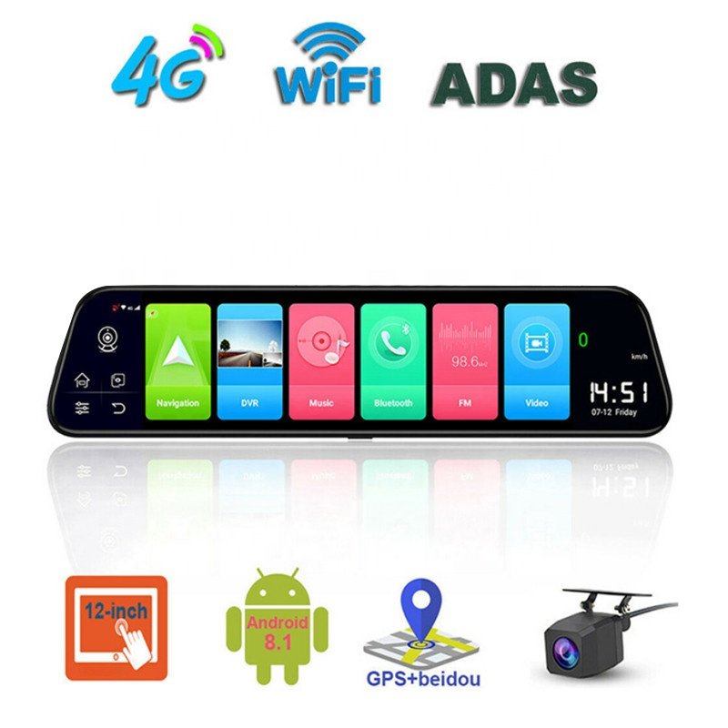 Relee Touch Car DVR LTE 4G WiFi GPS Navigation Dashboard Dual Lens Android 10 Car DVR Camera 1080P Rear View Mirror Dashcam