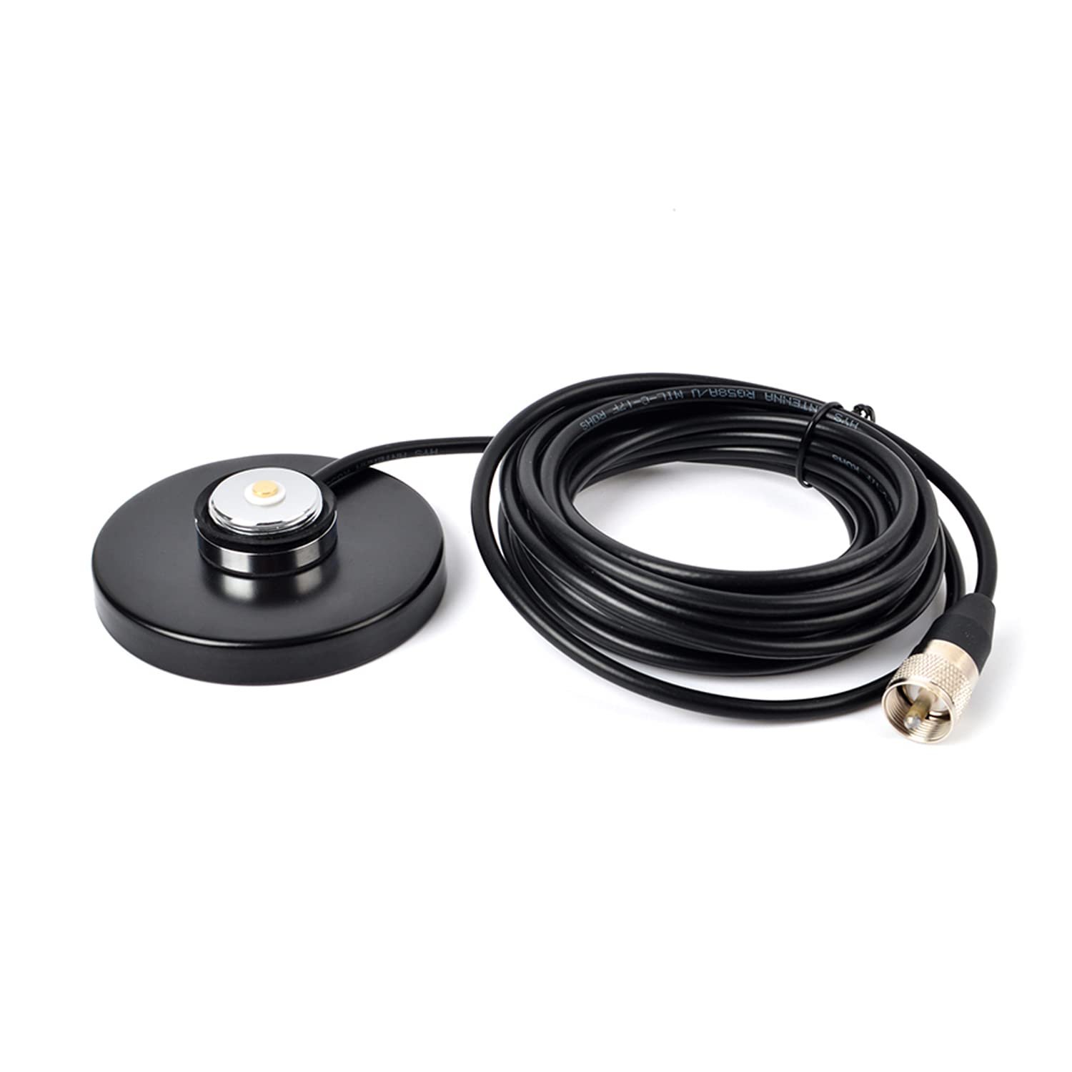 NMO Mount Magnetic Base for Car Bus Taxi Mobile Radio Antenna W/5M(16.4ft) RG58 Coaxial Cable PL-259 Plug