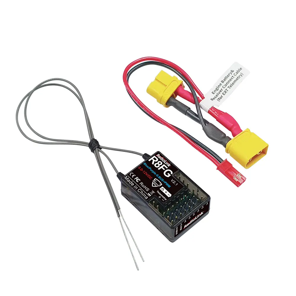 Wholesale RadioLink R8FG 8-Channel Dual Antenna Receiver FHSS 600m Range Gyro Integrated RC Waterproof Receiver for Drone/Car