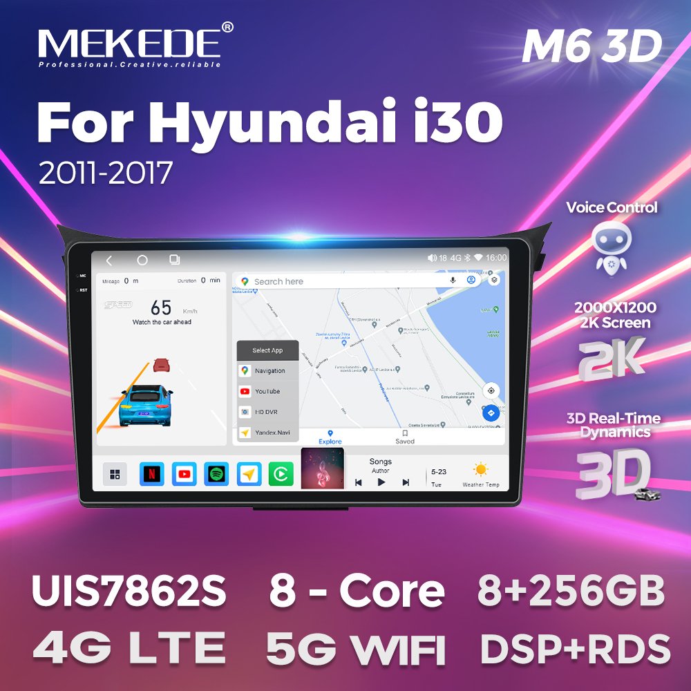 MEKEDE M6 PRO 3D Android 2000*1200 QLED Car Multimedia Cinema Screen for Hyundai I30 2011-2017 Frame Gps Navigation ADAS DVR