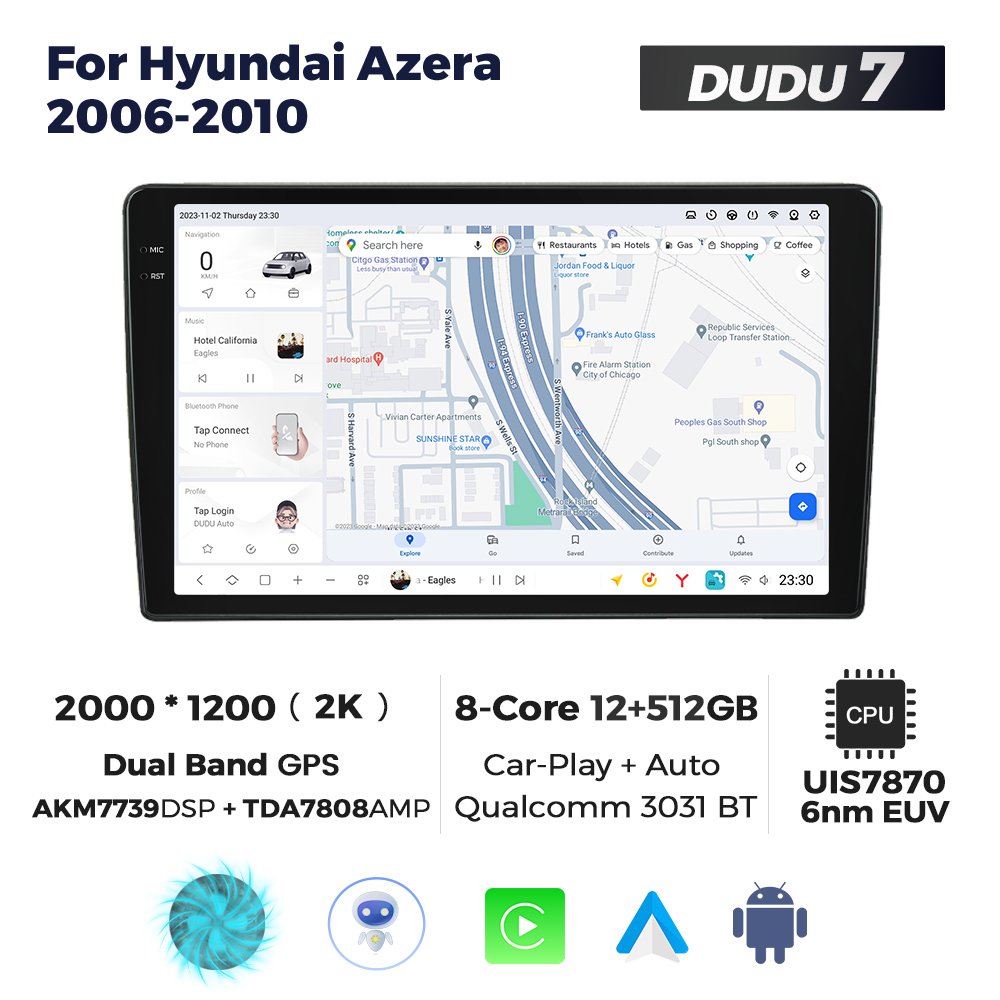 MEKEDE DUDUAUTO 12+512GB Car-play Auto Gps Navigation 360 Panoramic Camera 8core for Hyundai Azera 2006-2010