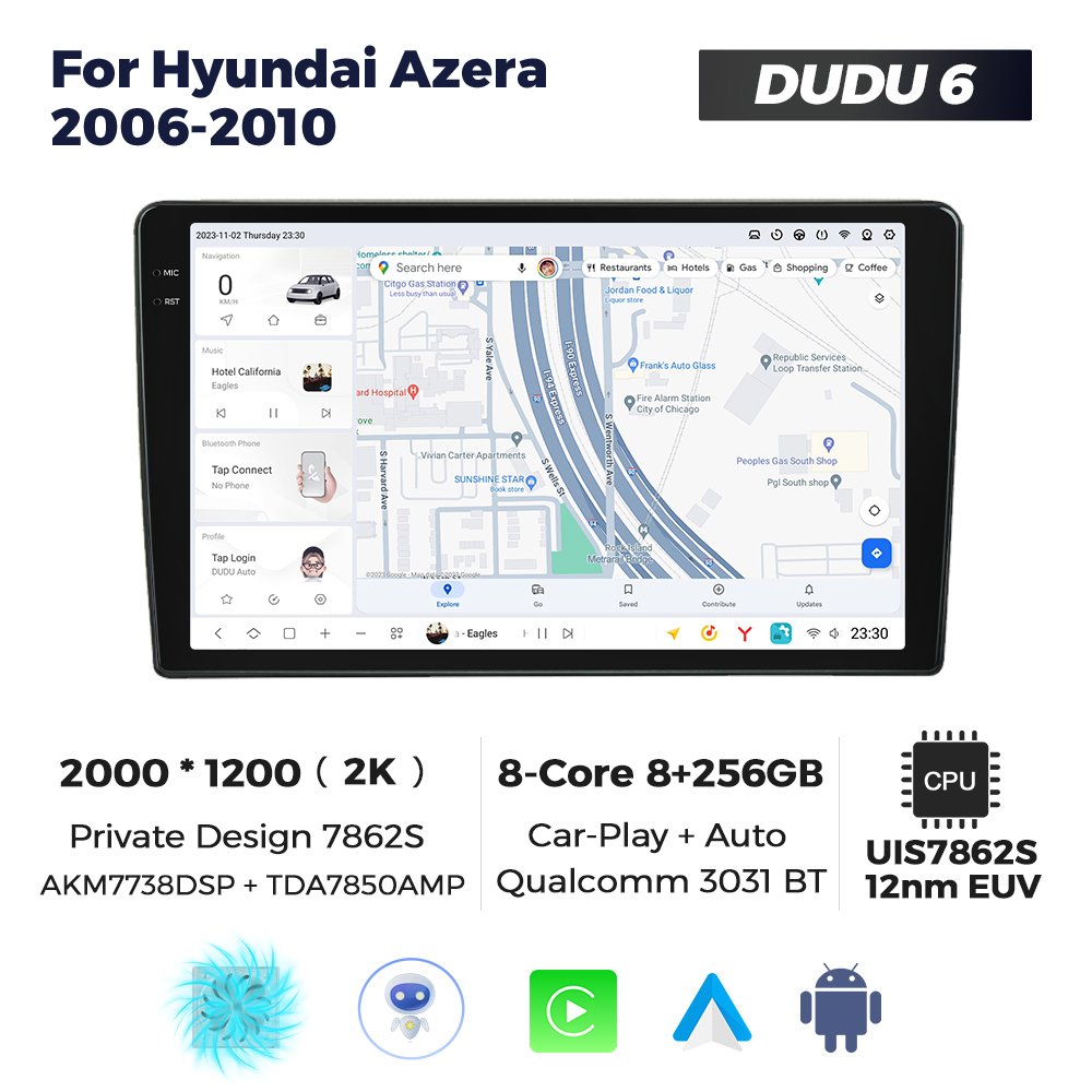 MEKEDE DUDUAUTO 12+512GB Car-play Auto Gps Navigation 360 Panoramic Camera 8core for Hyundai Azera 2006-2010