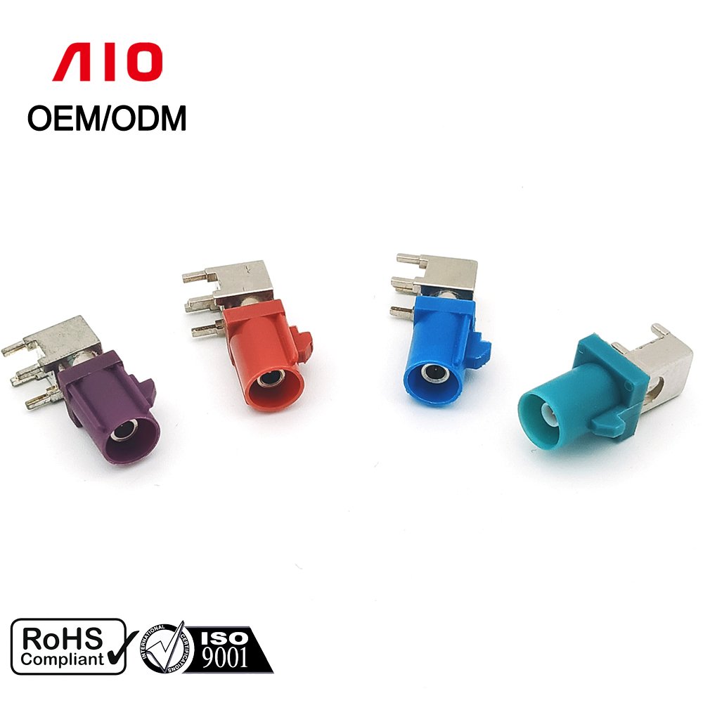 Car FM Antenna Connector Male Right Angle Fakra PCB Plug Connector Dual Plug Straight PCB Board Fakra Connector