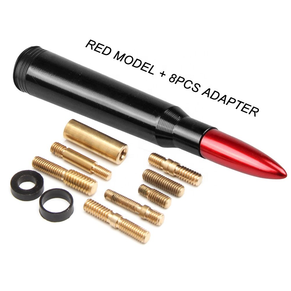 50 Cal Aluminum Vehicle Shaped Billet Mirror Polishing Chrome Metal Engraved Truck Bullet Antenna Custom For Car F-150