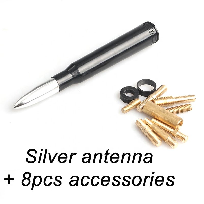 50 Cal Aluminum Vehicle Shaped Billet Mirror Polishing Chrome Metal Engraved Truck Bullet Antenna Custom For Car F-150