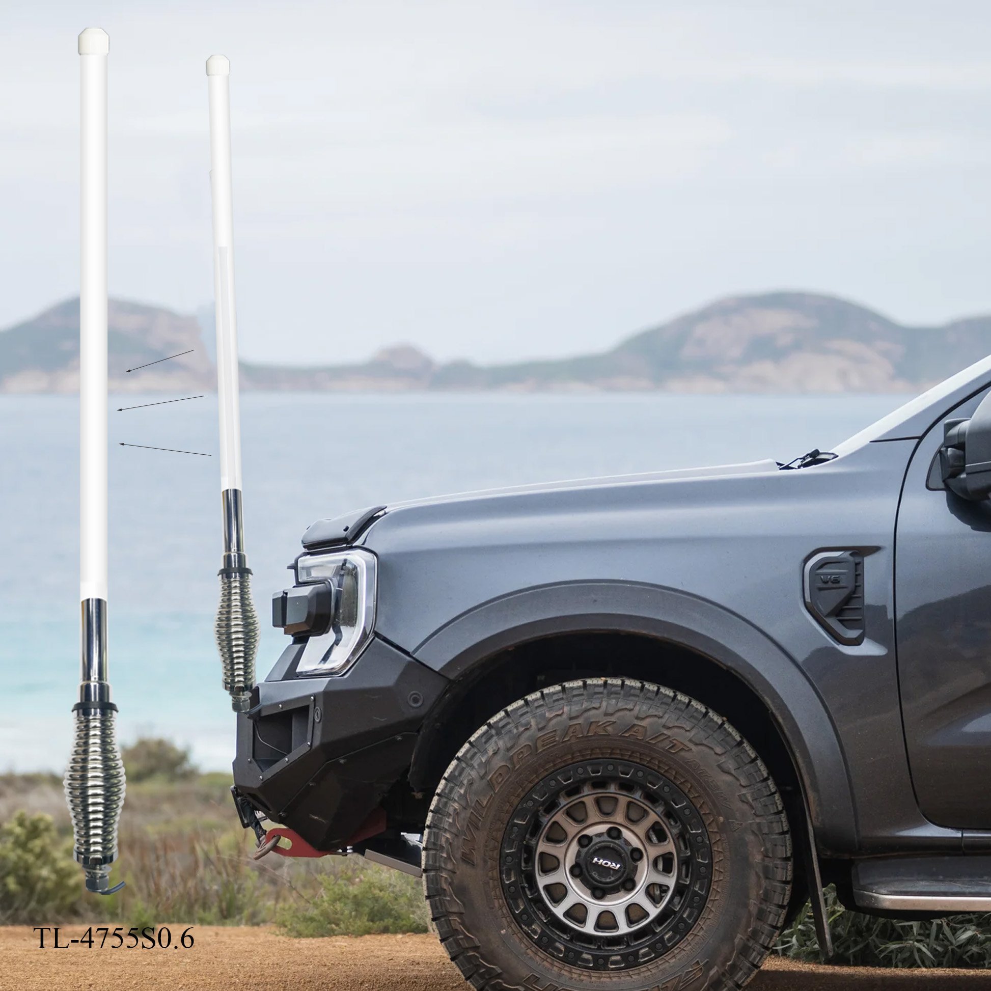 Off road car antenna Heavy duty spring mobile antenna 78cm/108cm customized length 433mhz or 698-2700(4G)lora frequency