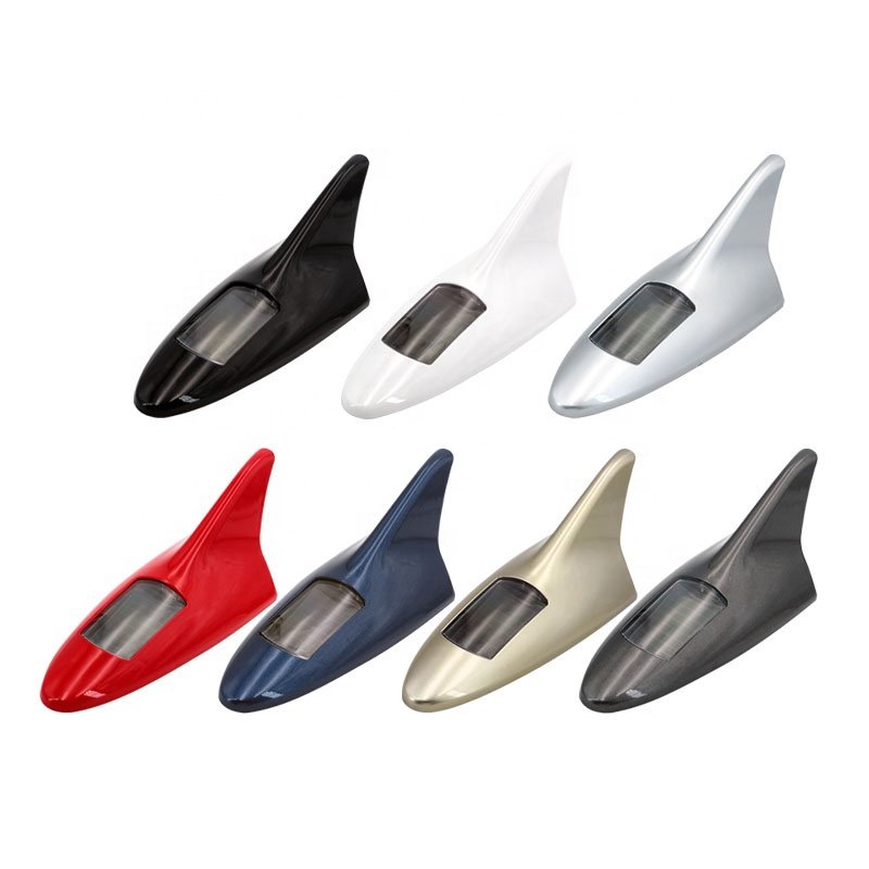 Solar Powered Car Shark Fin Antenna Led Light Vehicle Decoration Warning Flash Strobe Tail Light D01B Automotive Accessories