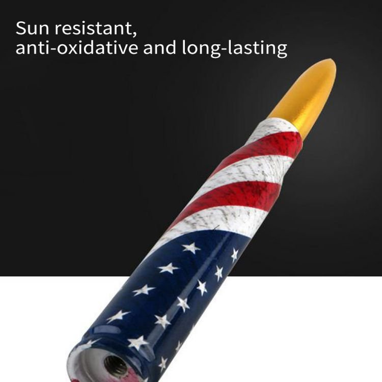 Car Bullet Antenna, Universal Metal Car Antenna Replacement Exterior Decoration Flag Design Radio Antenna for Car SUV Truck