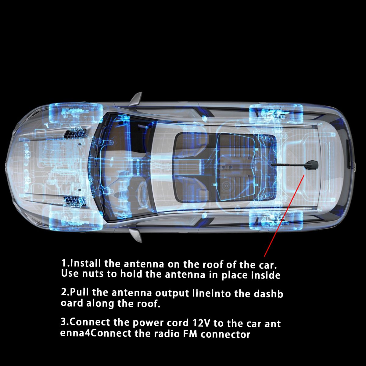 2024 GPS Car Antenna Radio Amplifier active gain amplification vehicle antenna