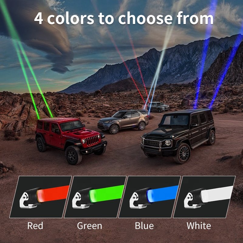 Offroad Whipless Light Green Blue Multicolor Product Auxiliary Decorative Long Strip RGBW Chase Antenna LED Laser Whip Light
