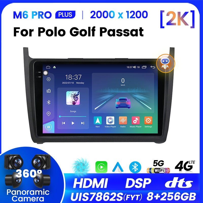 M6 PRO 4GLTE 8core 2K Touch Screen Car Stereo Radio for VW Polo Golf Passat BT DSP WIFI Car Multimedia Player