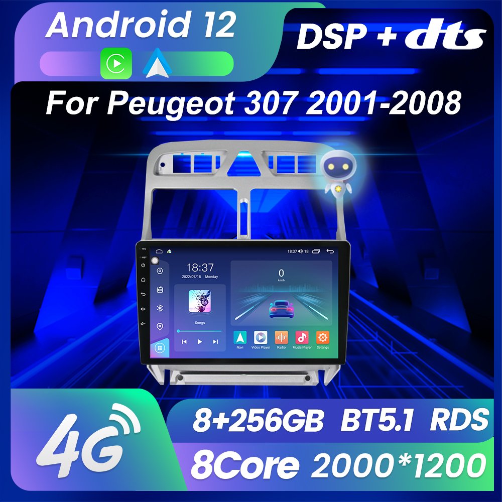 NEW M6 PRO Android 12 2K QLED Car Stereo Android Universal for Peugeot 307 2004-2013 DSP BT Voice Control Car Radio Dvd