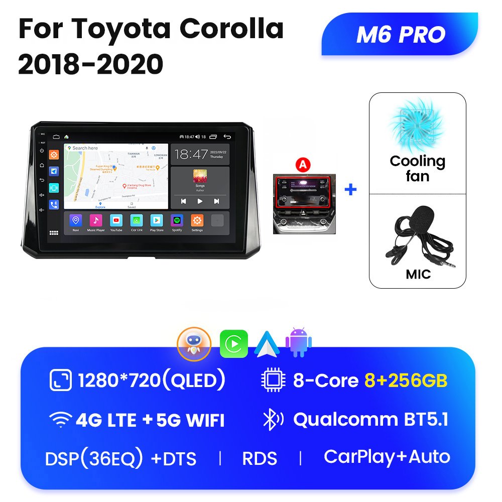 M6 PRO Android 12 2K QLED Screen Car Video for Toyota Corolla 2018-2020 Car DVD Player Touch Screen