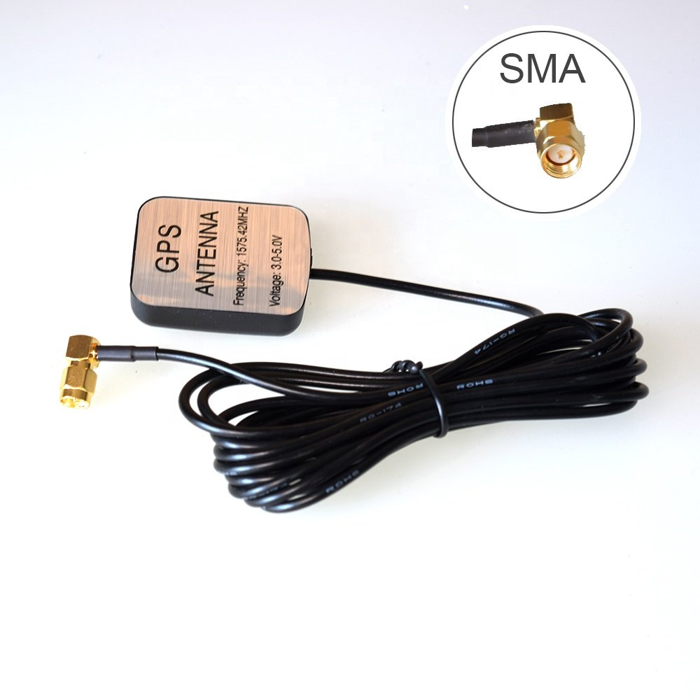 Right Angle SMA Male Plug GPS/GLONASS Active Antenna Aerial Connector Cable for Car GPS Navigation System