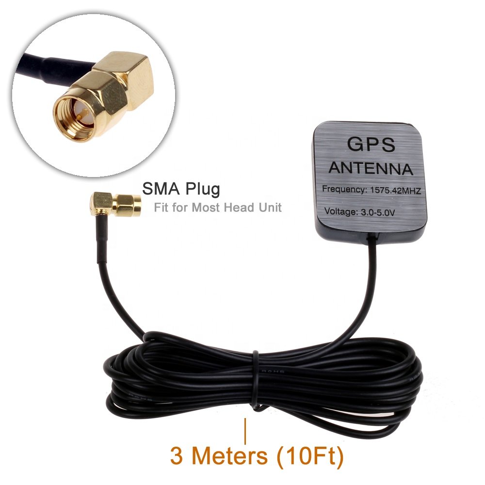 Right Angle SMA Male Plug GPS/GLONASS Active Antenna Aerial Connector Cable for Car GPS Navigation System