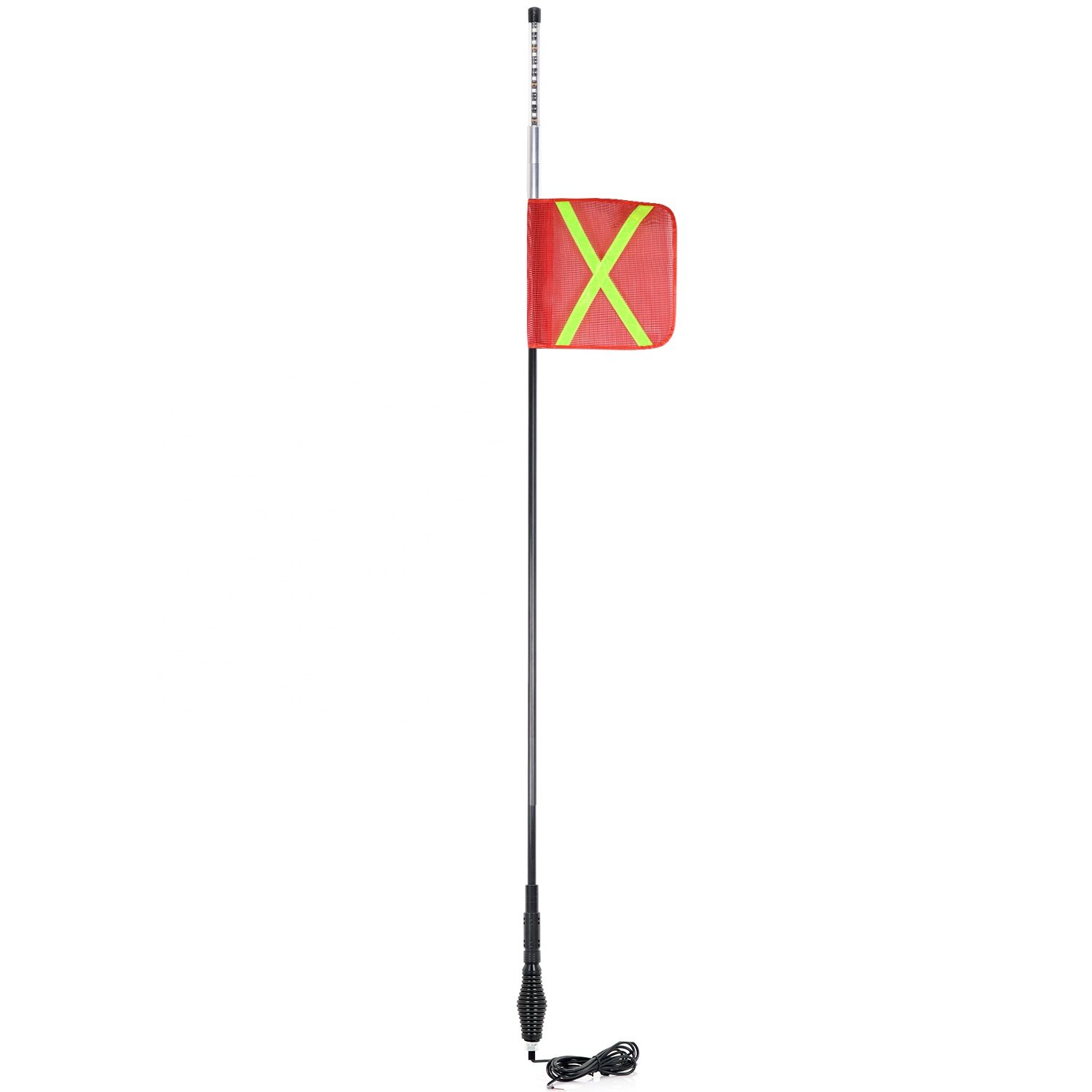5ft~12ft Mine Whip Antenna Pickup Heavy Duty Truck Mining Safety Whip with X Reflective Mesh Flag