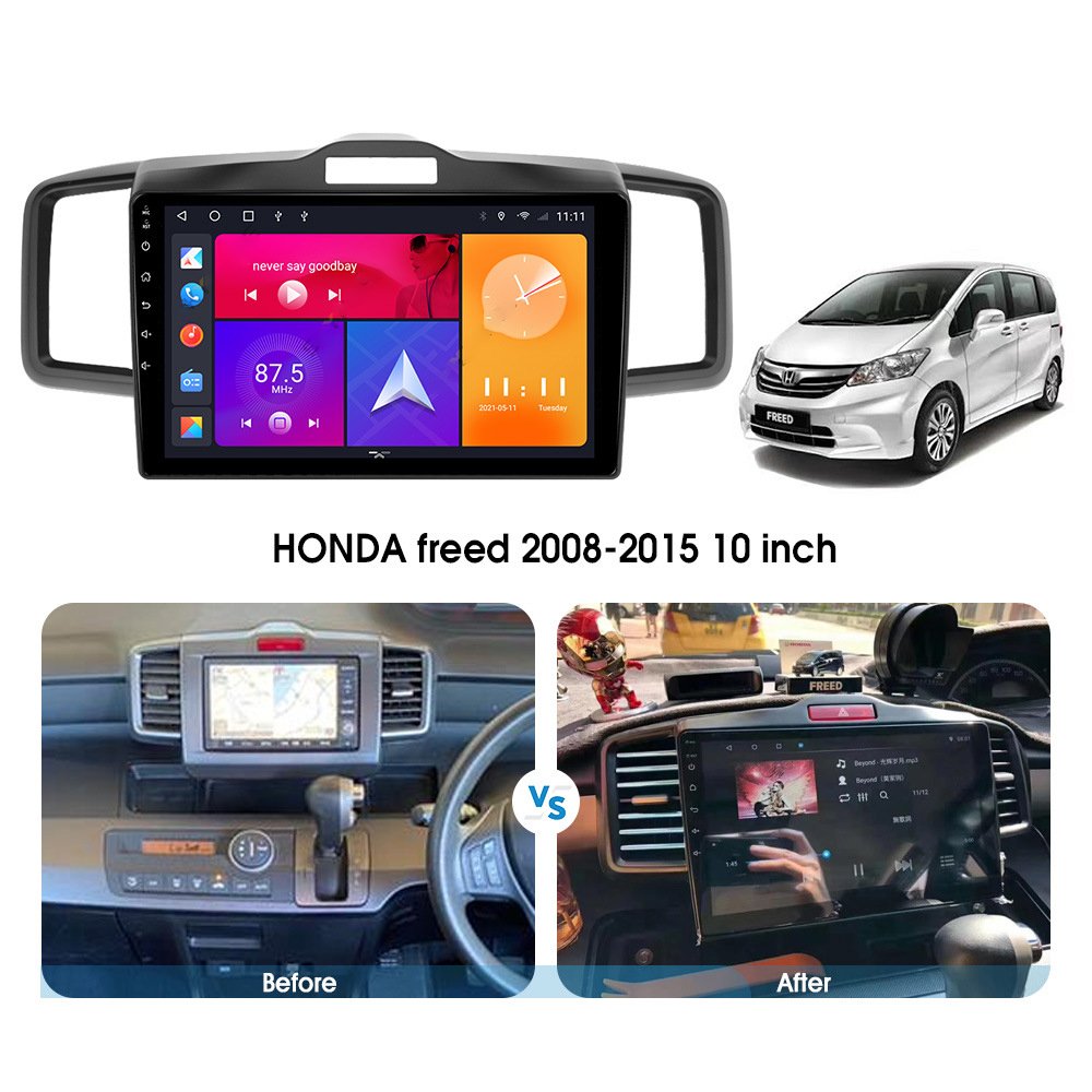 Car Stereo Radio Frame for Honda Freed 2008-2013 with Wiring Harness RCA Cables Parts