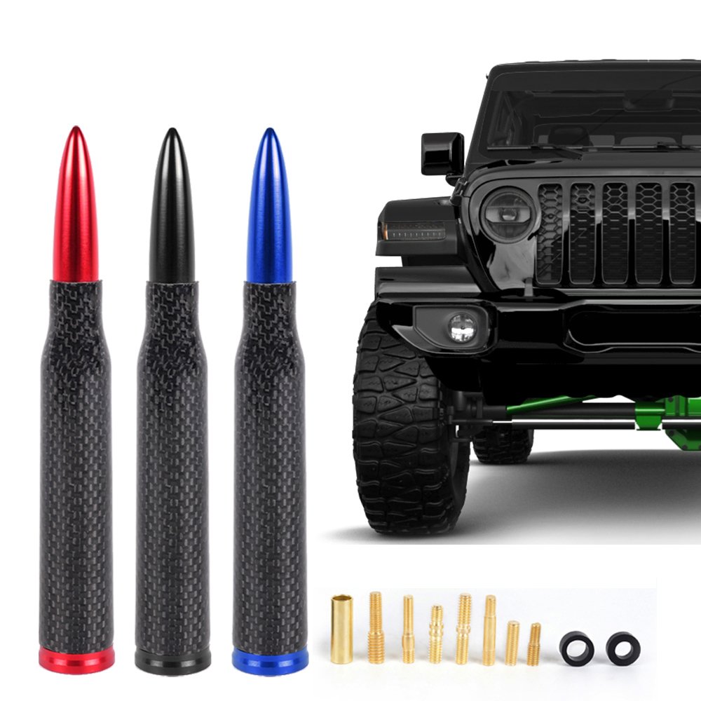 Universal Vehicle Mast Rocket Carbon Fiber Car Antenna AM FM Replacement for Jeep Chevy Dodge Bullet Antenna