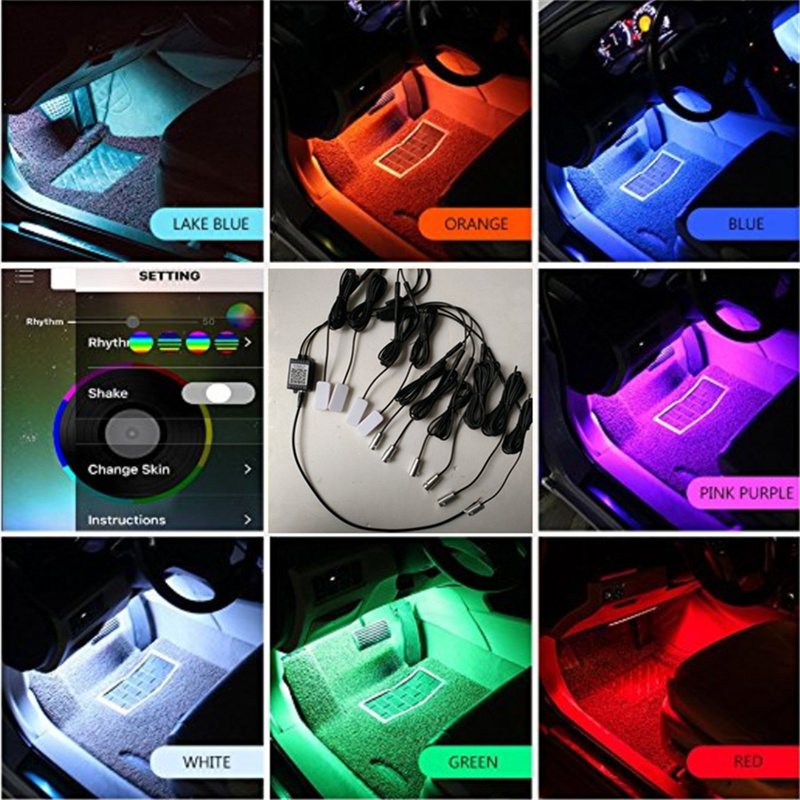 RGB Car Fiber Optic Atmosphere Lamps App Remote Control Car Interior Light Ambient Lamp LED Strip Decorative Light