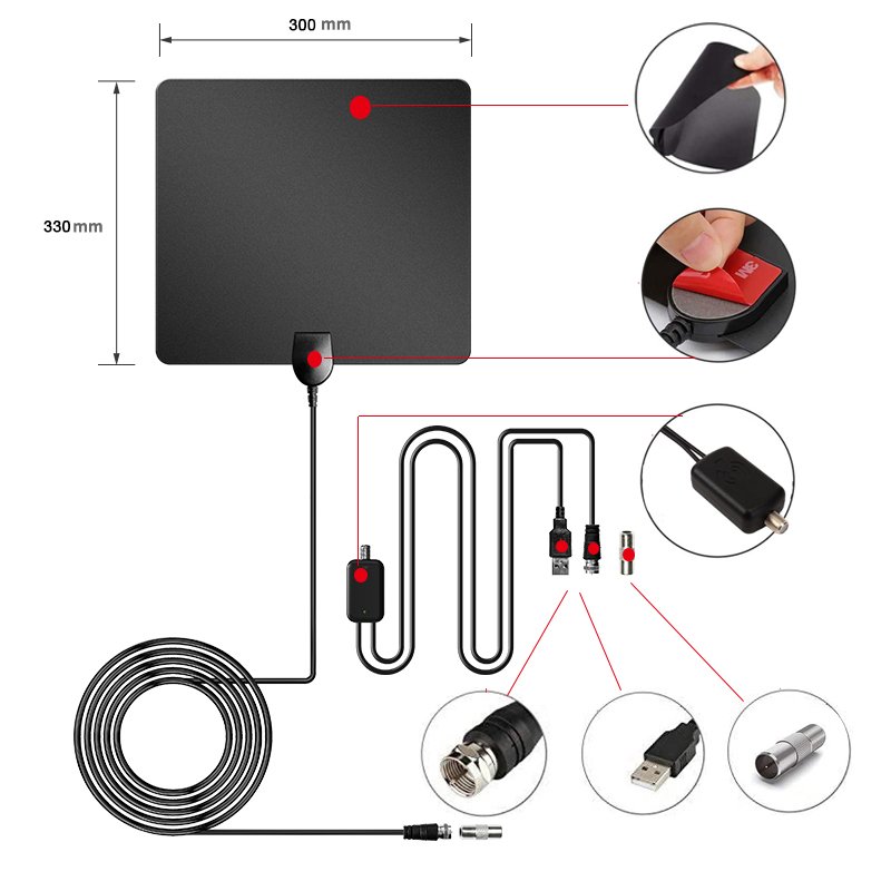 High Gain Clear Uhf Best Wireless Caravan Car Satellite Amplifier Signal Booster 4k Hd Dvb T2 Indoor Digital Tv Antenna