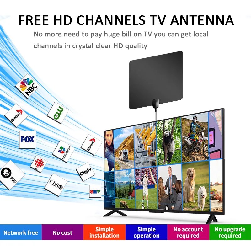High Gain Clear Uhf Best Wireless Caravan Car Satellite Amplifier Signal Booster 4k Hd Dvb T2 Indoor Digital Tv Antenna