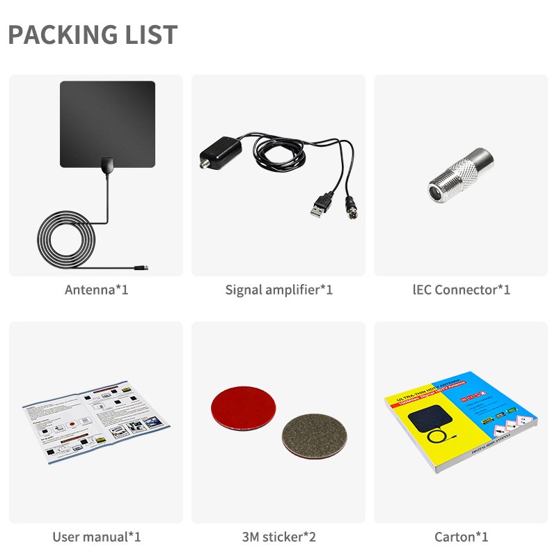 High Gain Clear Uhf Best Wireless Caravan Car Satellite Amplifier Signal Booster 4k Hd Dvb T2 Indoor Digital Tv Antenna
