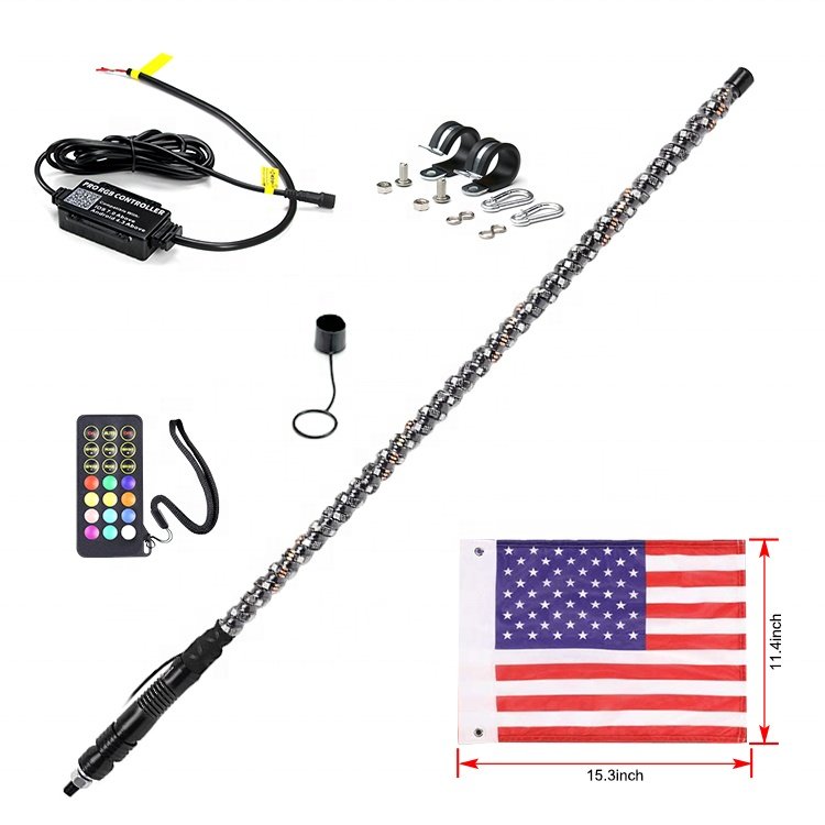 Brightest Chasing Colors LED Whip Antenna Flag for ATV/UTV/Truck/Polaris RZR by WD WHIP
