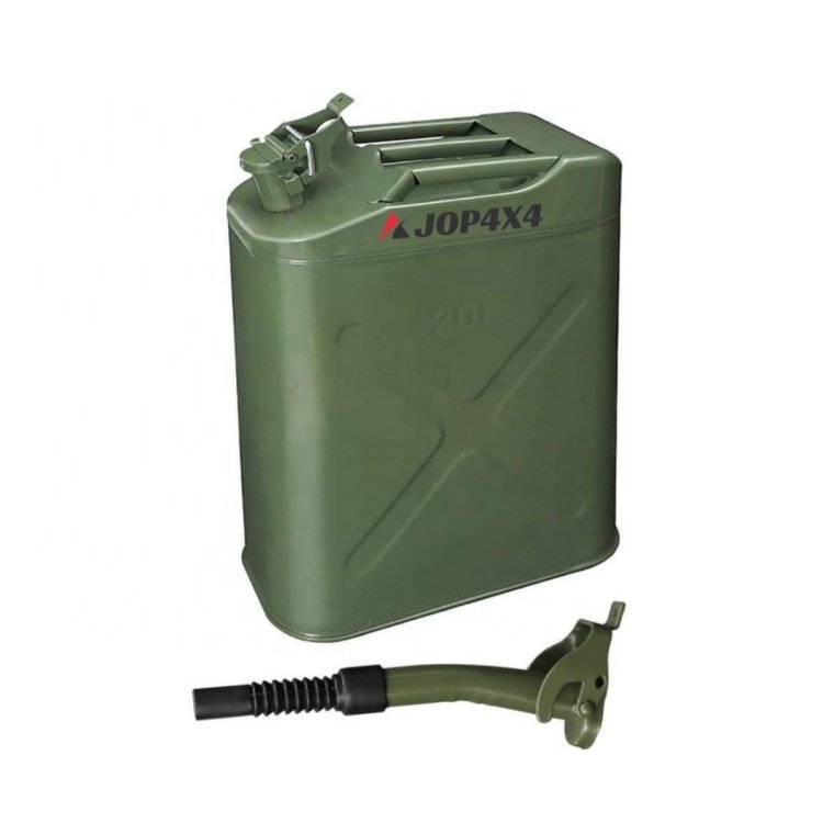 JOP4X4 20 Litre Petrol Tank Metal Fuel Tank with Fixed Holder Durable Green Army Style Petrol Tank for Motorcycles and Cars